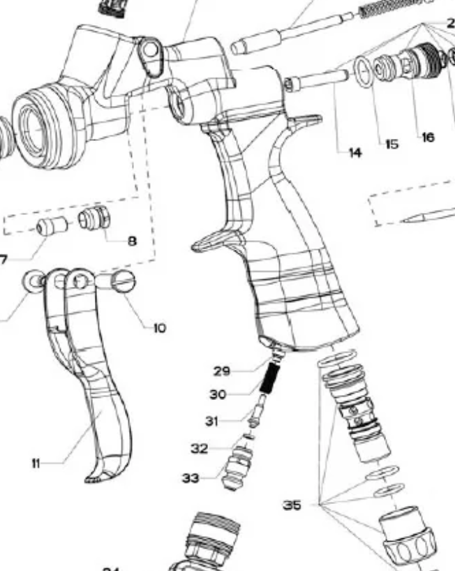 genesi carbonio evo spray gun body replacement
